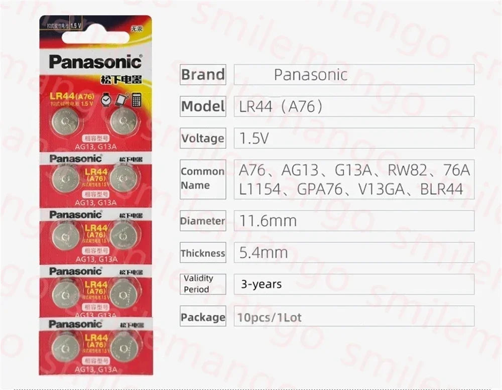 2-50PCS AG13 Battery A76 LR44 357 SR1154 SR44 LR 44 1.5V Alkaline Batteries for Watch Calculator Toy Button Coin Cell