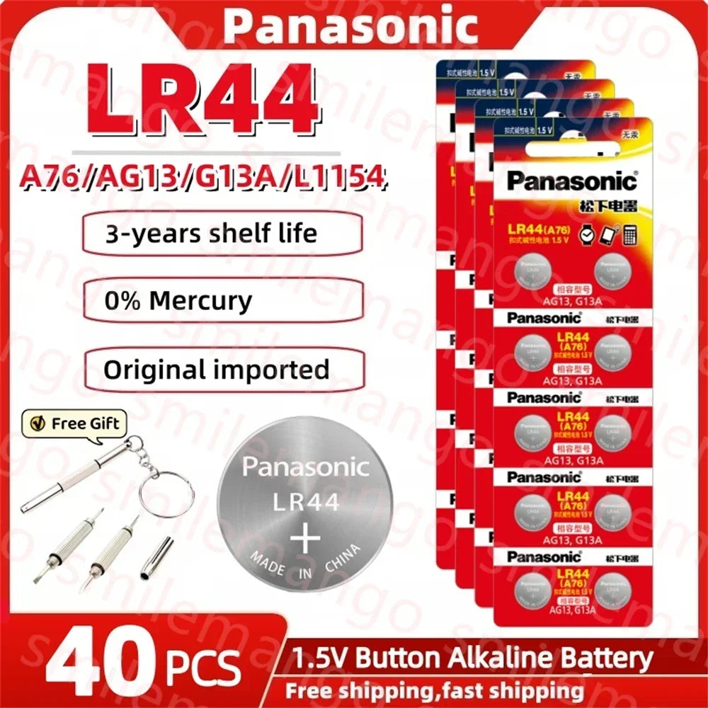 2-50PCS AG13 Battery A76 LR44 357 SR1154 SR44 LR 44 1.5V Alkaline Batteries for Watch Calculator Toy Button Coin Cell