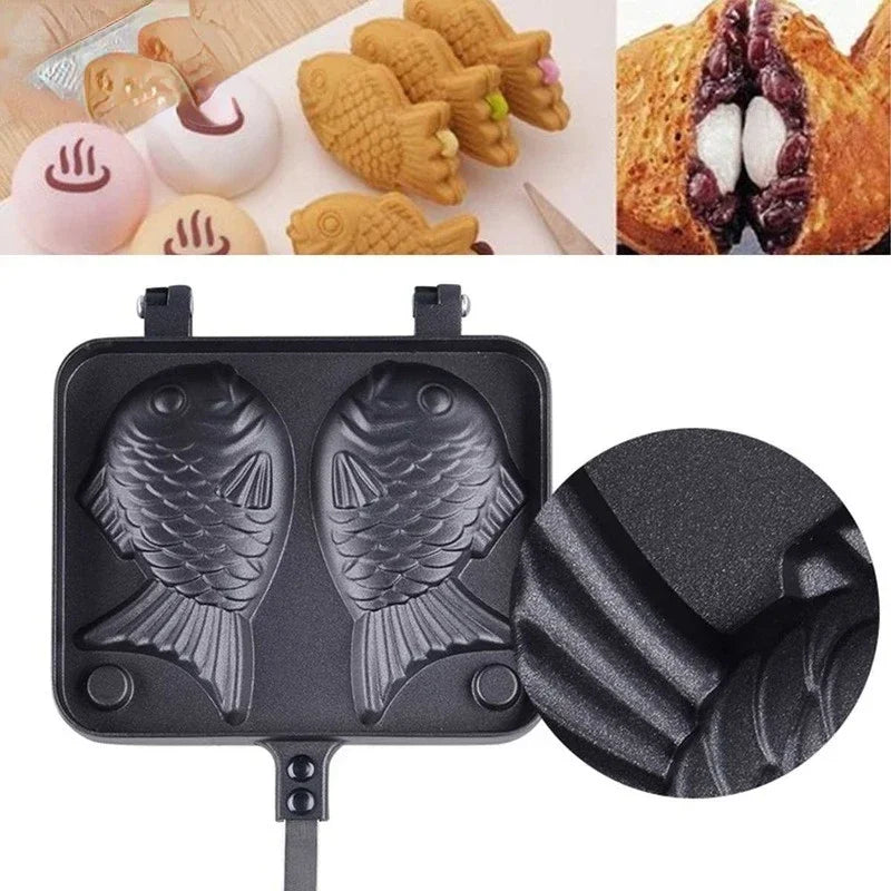 Double Fish Shaped Waffle Cake Maker Pan 