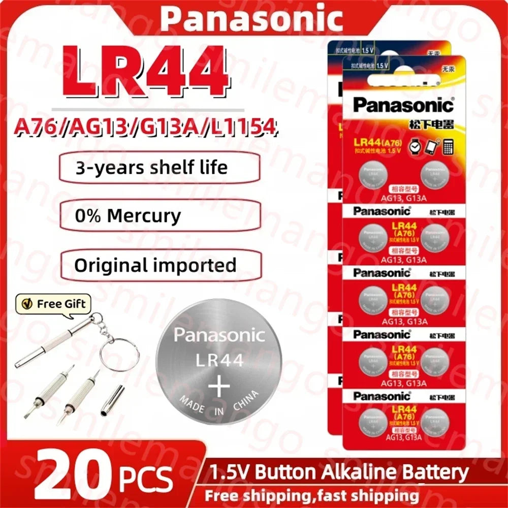 2-50PCS AG13 Battery A76 LR44 357 SR1154 SR44 LR 44 1.5V Alkaline Batteries for Watch Calculator Toy Button Coin Cell