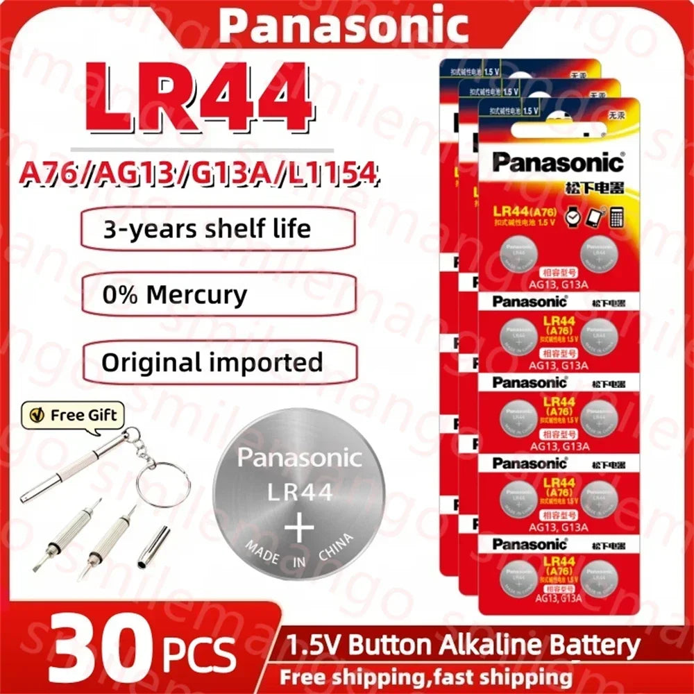 2-50PCS AG13 Battery A76 LR44 357 SR1154 SR44 LR 44 1.5V Alkaline Batteries for Watch Calculator Toy Button Coin Cell